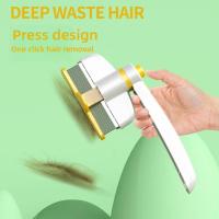 Peine para depilación de mascotas con botón de liberación, peine con pasador plano, cabezal giratorio de 360 grados, removedor de pelo para perros, mango ergonómico para desenredar - details 10