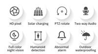 Cámara de Seguridad Solar Dual Lente V380 Visión Nocturna, Detección Humana PIR, Monitorización PTZ, 8MP, 4K, Inalámbrica, A prueba de agua, Uso externo y interior - details 1