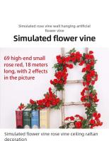 Enredadera de flores artificiales para decoración de boda, guirnalda de rosas blancas y rosas para el hogar y la habitación, de seda, 2,5 m y 1,8 m - details 0