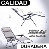2 sillas Gravedad Cero Camping jardín y terraza, reclinables, Bloqueo de Seguridad, Estructura Acero Gris y Asiento Lona Oxford poliéster 3D Beige - details 5