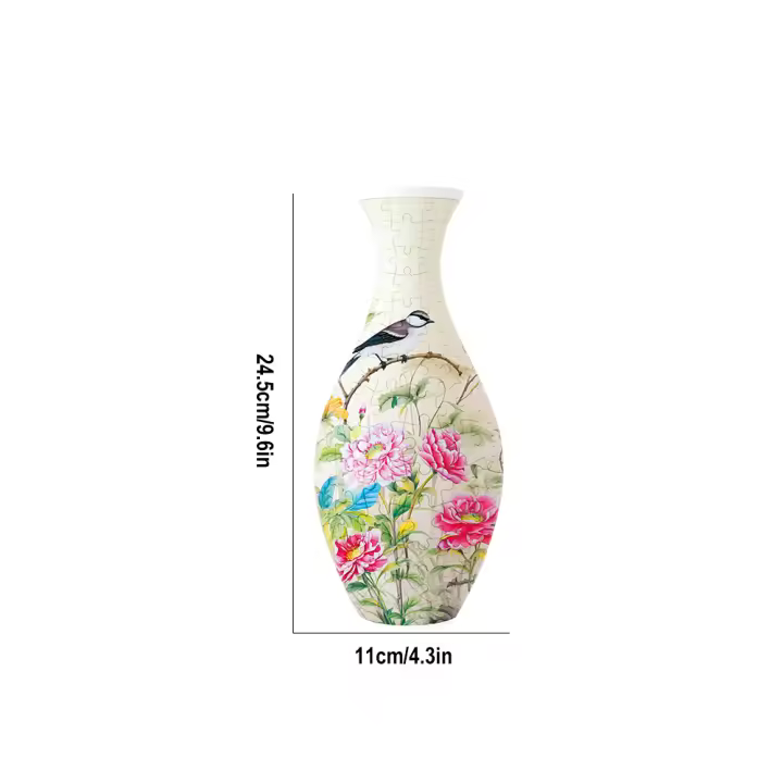 Rompecabezas 3D de diseño de porcelana, florero de Panda, hecho de plástico, decoración del hogar y arreglo floral, juguetes de inauguración de la casa, regalos para niños - 1
