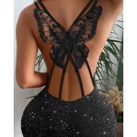 Elegante Vestido de Mariposa para Mujer 2025 Espalda Transparente Brillante, Ajuste Elástico, Ideal para Fiestas y Noches Especiales - details 1