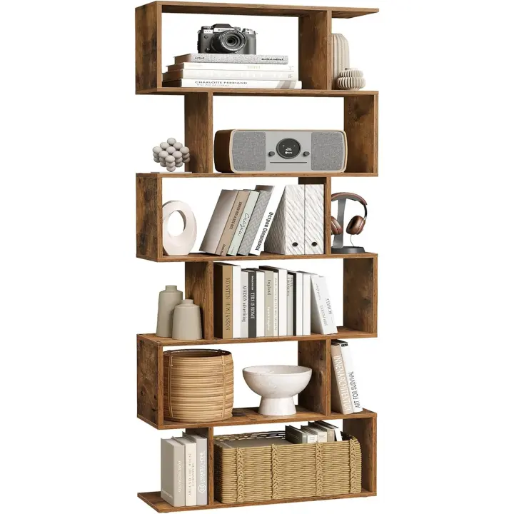 Biblioteca de 6 Niveles Exposición de Estantería, Armario de Libros, Separador de Espacios para Salón, Dormitorio, Estudio, Oficina - 1