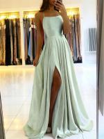 Elegante Vestido de Playa Maxi de Satén Legenda Sexy con Cordones Vestido de Noche Ajustable para Damas de Honor - details 4