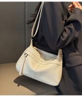 Bolso bandolera de piel auténtica para mujer, correa de hombro ajustable, diseño minimalista de gran capacidad, cierre de cremallera, capa de piel de vaca suave, blanco/negro, fabricado en Guangzhou, bolso de viaje versátil, accesorio elegante, costuras d - details 21