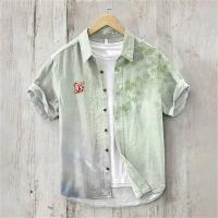 Nueva camisa de solapa de manga corta para hombre, Top informal de lino de playa hawaiano de un solo pecho para vacaciones - details 4