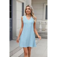 Nuevo Vestido informal de verano con cuello en V y Color sólido con cierre de palacio y bolsillo para mujer - details 11