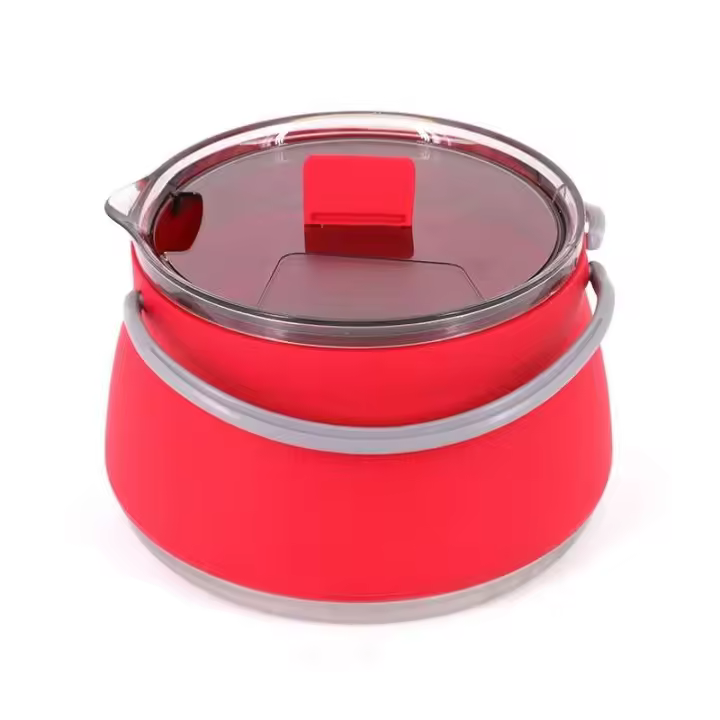 Olla de calefacción portátil para viajes al aire libre, hervidor plegable de silicona ligero con asa, artículos esenciales para acampar, 1L - 1
