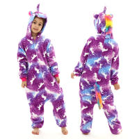 Pijama de dinosaurio Kigurumi para bebé y niño, ropa de franela con dibujos de animales rojos, unicornio, Invierno - details 18