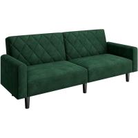 Sofá Plegable Moderno 2 Plazas 159x75.5x73 cm Respaldos Ajustables en 3 Niveles Tela Verde - details 0