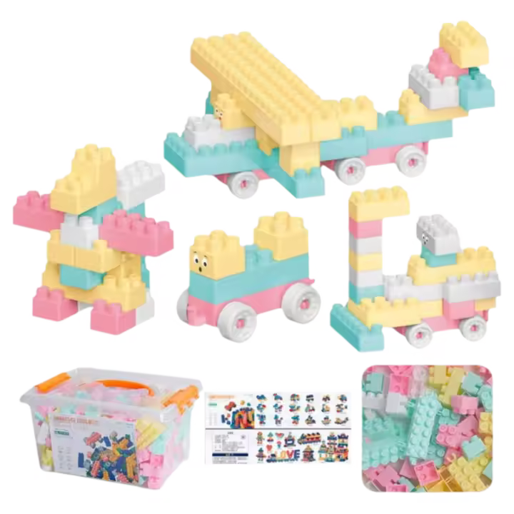 Bloques de construcción de partículas grandes para niños, juguete de bloques de construcción, Macaron, 296 - 1