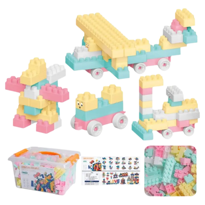 Bloques de construcción de partículas grandes para niños, juguete de bloques de construcción, Macaron, 296 - 1