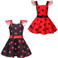 Vestido corto de dibujos animados para niños, traje con estampado de lunares, línea A, fiesta de Halloween, Cosplay de Noche - details 0