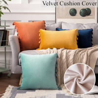 Bonenjoy 1 funda de cojín con borlas, funda de almohada de terciopelo, fundas de almohada de color sólido para decoración de sofá/cama/coche, 30x50/45x45/50x50 - details 0