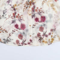 TRAFZA mujer 2025 primavera elegante blusa con estampado de flores solapa decorativa metálica manga larga puño con volantes camisas de moda - details 9