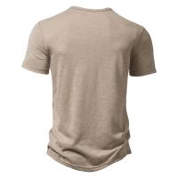 Camisetas de Moda Callejera Hip Hop para Hombres Alta Calidad en Algodón, Manga Corta, Botón, Color Uno - details 3
