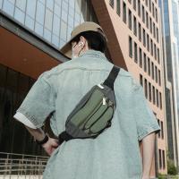 Bolso de pecho para hombre con contraste de Color de retales, riñonera de nailon Y2k para exteriores, bandolera con correa ajustable, bolso deportivo para caminar y montar - details 4