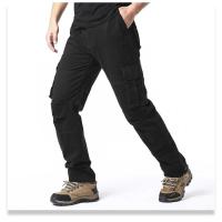 Pantalones casuales de trabajo para hombre con bolsillos multifuncionales, pecho de algodón sólido, estilo cargo recto para uso en exteriores y calle. - details 3