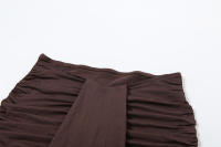 BUNO-Conjunto informal de 2 piezas para mujer, mono de manga completa con cuello redondo liso + faldas ajustadas con borlas plisadas a juego con trajes Hipster - details 19