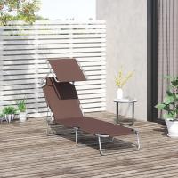 Silla de Jardín Plegable Reclinable, Desmontable, Ángulo Regulable, Respaldo Ajustable en 4 Niveles para Balcón, Piscina, Patio Marrón - details 0