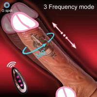 Realista 18 juguetes sexuales, vibrador telescópico femenino, productos para adultos, masturbación, pene grande, tapón anal, consolador, vibrador - details 3