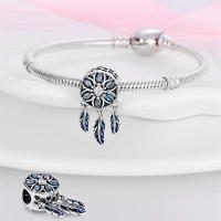 Pulsera Fit Original de 3mm en Plata Esterlina S925 con Pluma de Dreamcatcher y Cuentas DIY para Mujeres Joyería Fina de Cumpleaños - details 35