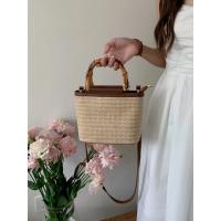 Bolsos de Viaje Hechos a Mano para Mujer Bolsos Cruzados de Verano de Paja con Asa de Madera - details 14