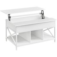 Mesa de Central con Tablero Elevable Estilo Rústico Marrón y Negro Ideal para Dormitorio con Espacio Abierto y Oculto Forma de X - details 29