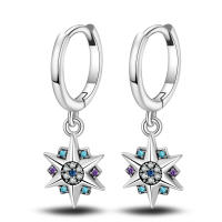 Pendientes de plata 925 con diseño de luna y estrellas, 2 pares para mujer, pendientes de hexagrama de plata de ley 925 para joyería de boda fina - details 0