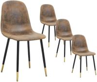 Juego de 4 sillas giratorias de ante para comedor con asiento acolchado, sillas de diseño para salón o cocina, con patas de metal negro, marrón - details 25
