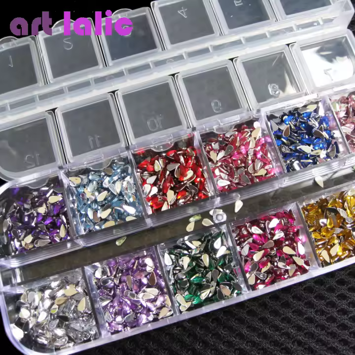 Diamantes de imitación cuadrados en forma de corazón para decoración de uñas, gemas de cristal con funda para puntas acrílicas, Gel UV, 3000 piezas - 1