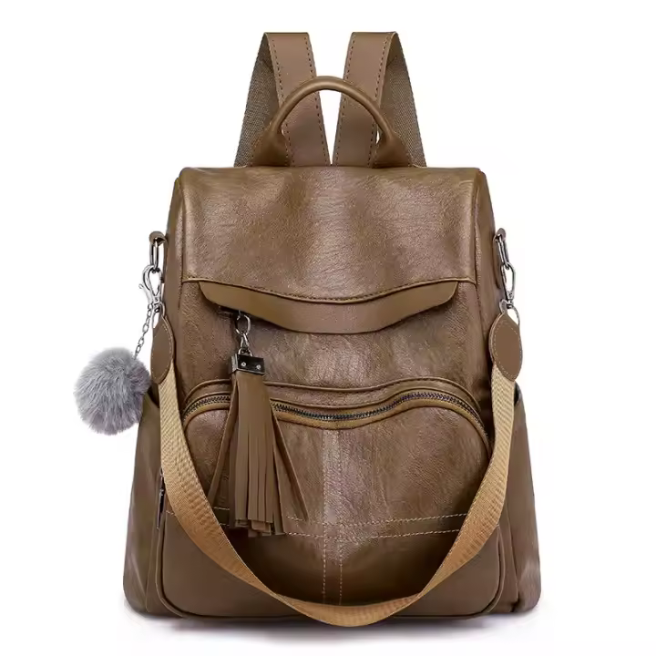 ER Mochila antirobo de cuero vintage elegante para Mujer, mochila de trabajo de gran capacidad, bolso de hombre informal para Mujer - 1