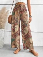 Pantalones de Verano Versátiles de Impresión Khaki Cintura Elástica, Legua Ancha, Comodidad Casual - details 6