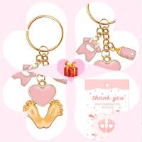 Llaveros con huella para Baby Shower, regalos con biberón, ropa de bebé, bolsas de Organza blancas para suministros de fiesta - details 4
