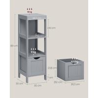 Madera Armario para baño Armario de almacenaje Botiquín Mesita de Noche Rinconera 2 Cajones Blanco - details 17