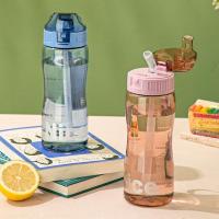 Botella de agua de plástico con pajita para beber, taza deportiva portátil para té y café, herramientas de cocina para niños, botella de agua para la escuela - details 1