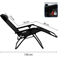 Pack de 2 sillas, Tumbonas Gravedad Cero reclinables con Bloqueo de Seguridad de Tejido Oxford y Acero de 95x65x106 cm, Hamacas jardín con cojín (Negro) - details 2