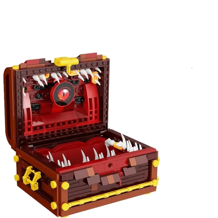 Caja de almacenamiento de dados en el pecho, bloque de construcción poliédricos hasta 4 juegos de dados que sostiene, dragones, juego de mesa, monstruo, modelo, juguete de colección - 1