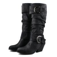 Botas martin de cuero con tacón de cuña para mujer, zapatos de plataforma informales, Otoño e Invierno - details 2