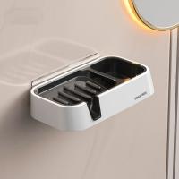 Jabonera de montaje en pared, caja de jabón de agua autodrenante con ahorro de espacio, contenedor de cepillo, soporte de jabón sin taladro para Baño - details 4