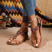 Sandalias de diamantes de imitación 2025 Sandalias de tacón de cuña bohemias Zapatos de mujer de talla grande para mujer - details 2