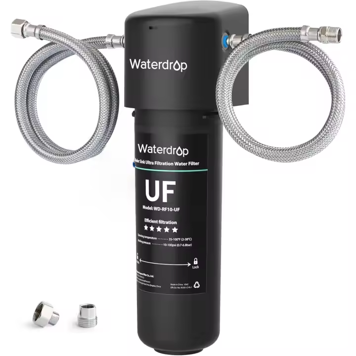 Waterdrop 10UA-UF Sistema de filtro de agua para debajo del fregadero de agua ultra bajo encimera de 0,01 micras, reduce el cloro, plomo, fluoruro, mal sabor y olor, alta capacidad de 30000 litros - 1