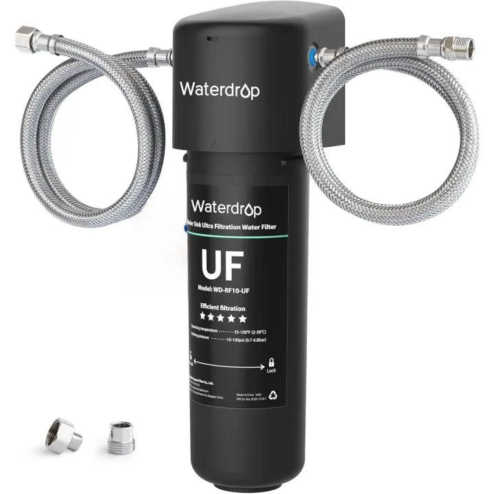 Waterdrop 10UA-UF Sistema de filtro de agua para debajo del fregadero de agua ultra bajo encimera de 0,01 micras, reduce el cloro, plomo, fluoruro, mal sabor y olor, alta capacidad de 30000 litros - 1