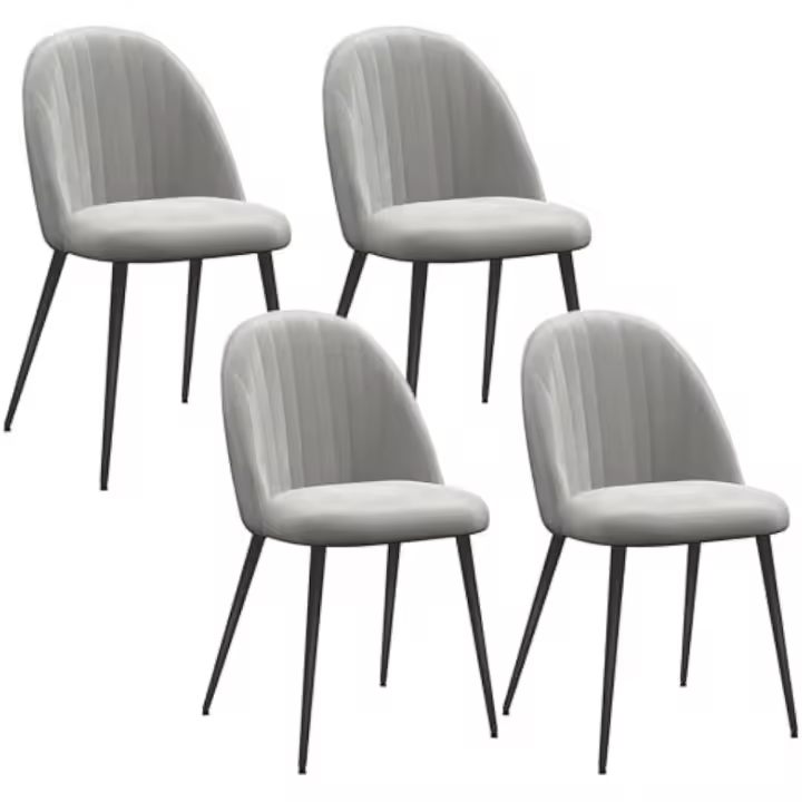 Pack de 4 Sillas de Comedor Modernas Diseño de Resalto Alto y Patas de Acero Tapizado en Terciopelo - 1