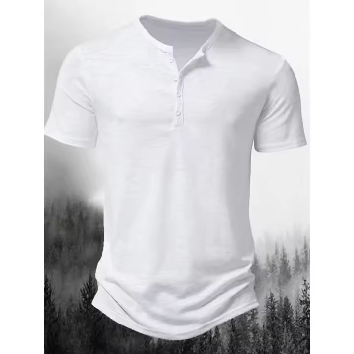 Nueva camiseta de manga corta con cuello para hombre, camiseta informal de gran tamaño a la moda de talla europea para hombre - 1