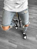 Nuevo 2025 pantalones vaqueros rasgados con agujeros para hombres, pantalones Cargo de Hip Hop, pantalones vaqueros desgastados, ropa ajustada para hombres, pantalones ajustados de longitud completa para hombre - details 6