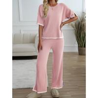 Ropa de mujer de moda 2025 primavera y verano temperamento casual de manga corta conjunto de pantalones de punto - details 9