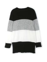 Abrigo tipo cárdigan largo estilo bohemio a rayas con mangas tipo suéter para mujer - details 3