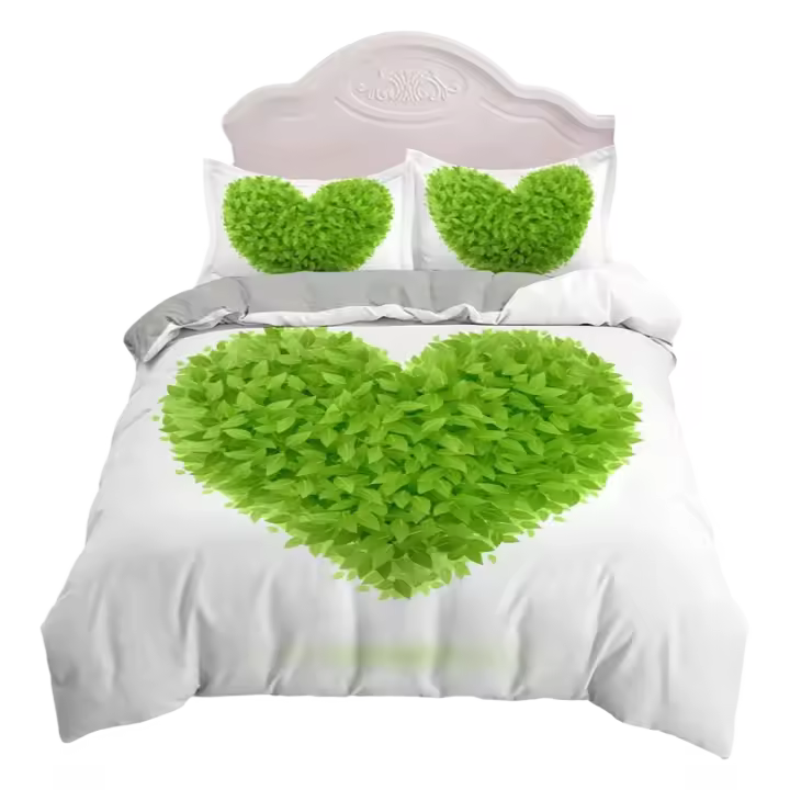 Juego de Ropa de Cama de Corazón 3D Temática Romántica de Lujo de Microfibra Ideal para Parejas - 1