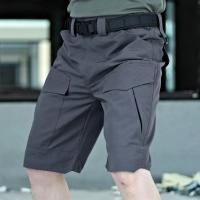 Pantalones cortos informales de color sólido para hombre, pantalones cortos Cargo de verano con cintura elástica, múltiples bolsillos, tela resistente al desgaste para exteriores - details 4